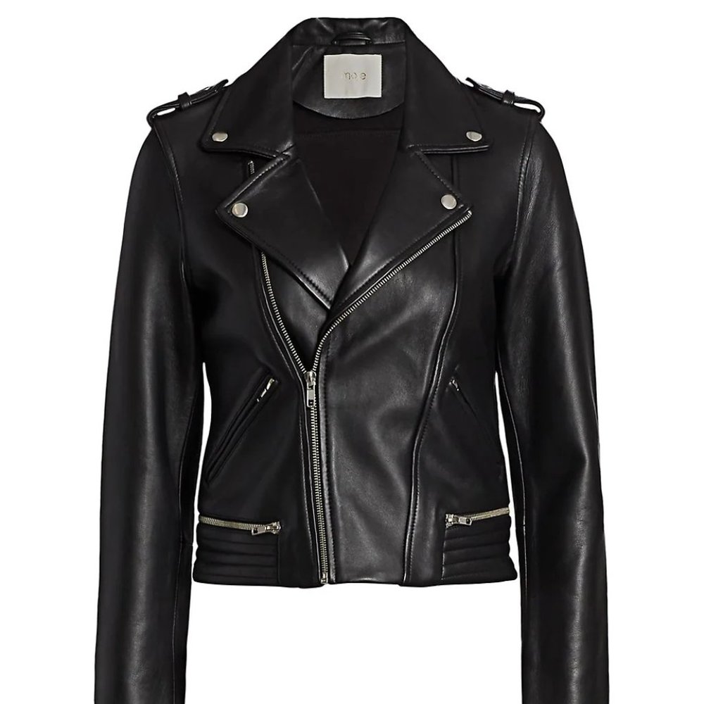 NEW Maje Leather Moto Jacket Size 40